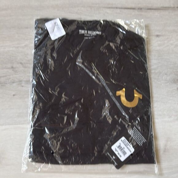 TRUE RELIGION SOLID GOLD BUDDHA TEE BLACK XL NWT in packaging - Picture 4 of 5